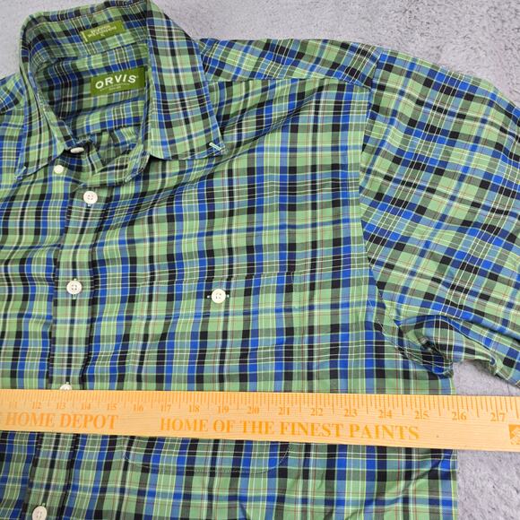 Orvis Button Front Shirt Lot of 2 Men's XL Green & Yellow Plaid Casual As Is - Picture 4 of 15
